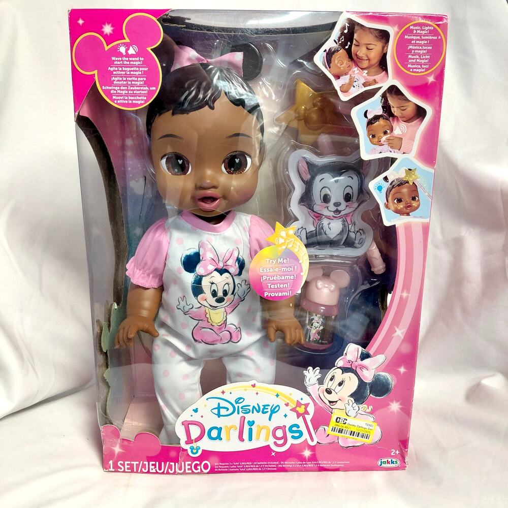 Disney Darlings 13"  Interactive Baby Doll Minnie Inspired Brown Skin Hair NWT